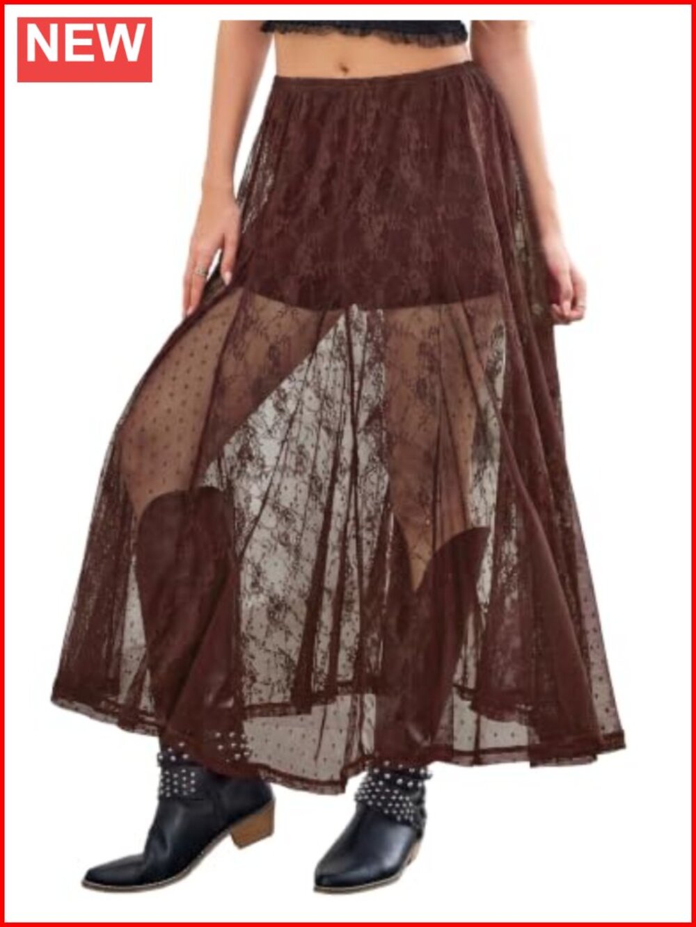 Women's Sheer Lace Maxi Skirt A-Line Gothic Renaissance